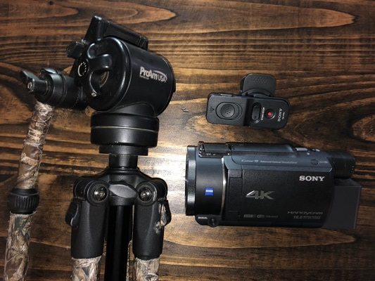 索尼4 k摄像机拍摄狩猎和流体的手臂和远程