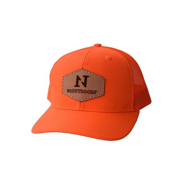 亮橙色n1户外皮革补丁帽188bet356体育