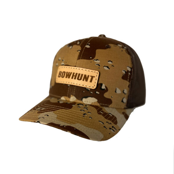 188bet356体育N1户外bowhunt沙漠迷彩服棕色皮革补丁的帽子