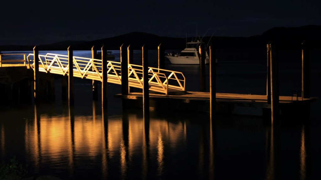 boat ramp at night