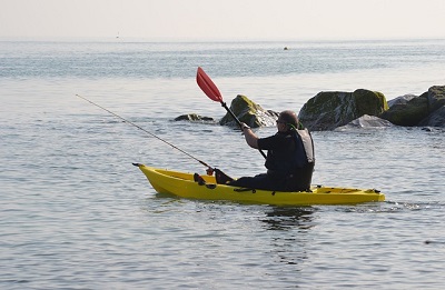 男人用黄色kayak